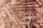 Hotel „Pod Brunatnym Jeleniem” – fragm. Perspektywicznego widoku Cieszyna, rysunek piórkiem z poł. XVIII w.